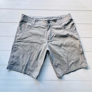 KUHL Hiking Cargo Shorts Men 36 Vintage Patina Dye Tan Utility Distressed Faded
